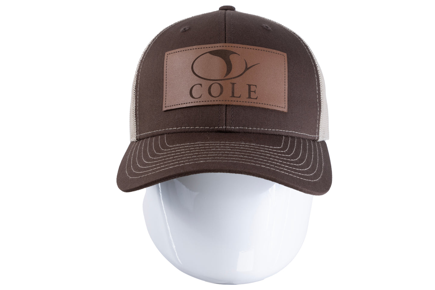 COLE HATS | 112 TRUCKER SNAPBACK-LEATHER PATCH-BROWN/KHAKI/CARAMEL