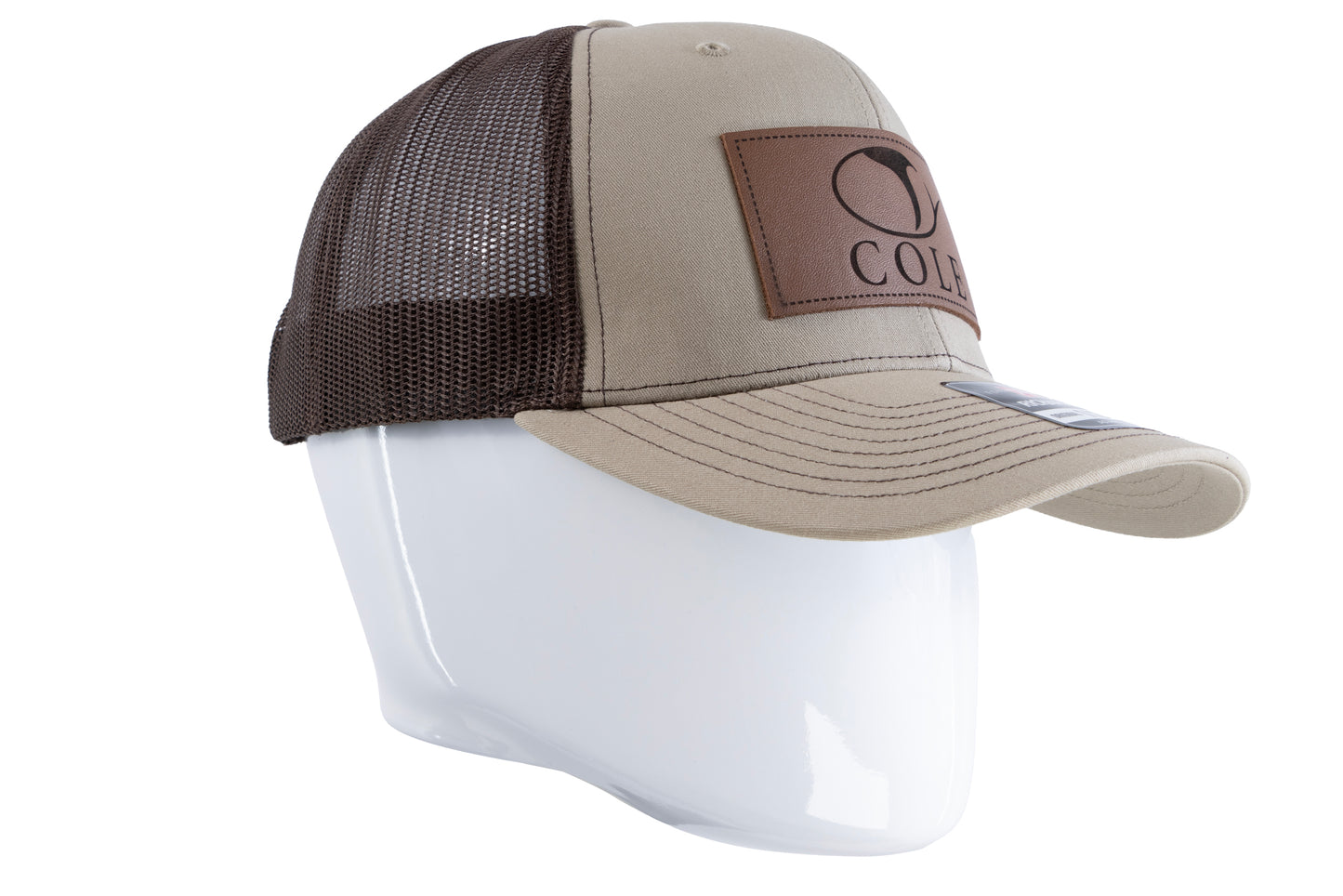 COLE HATS | 112 TRUCKER SNAPBACK-LEATHER PATCH - KHAKI/COFFEE/CARAMEL