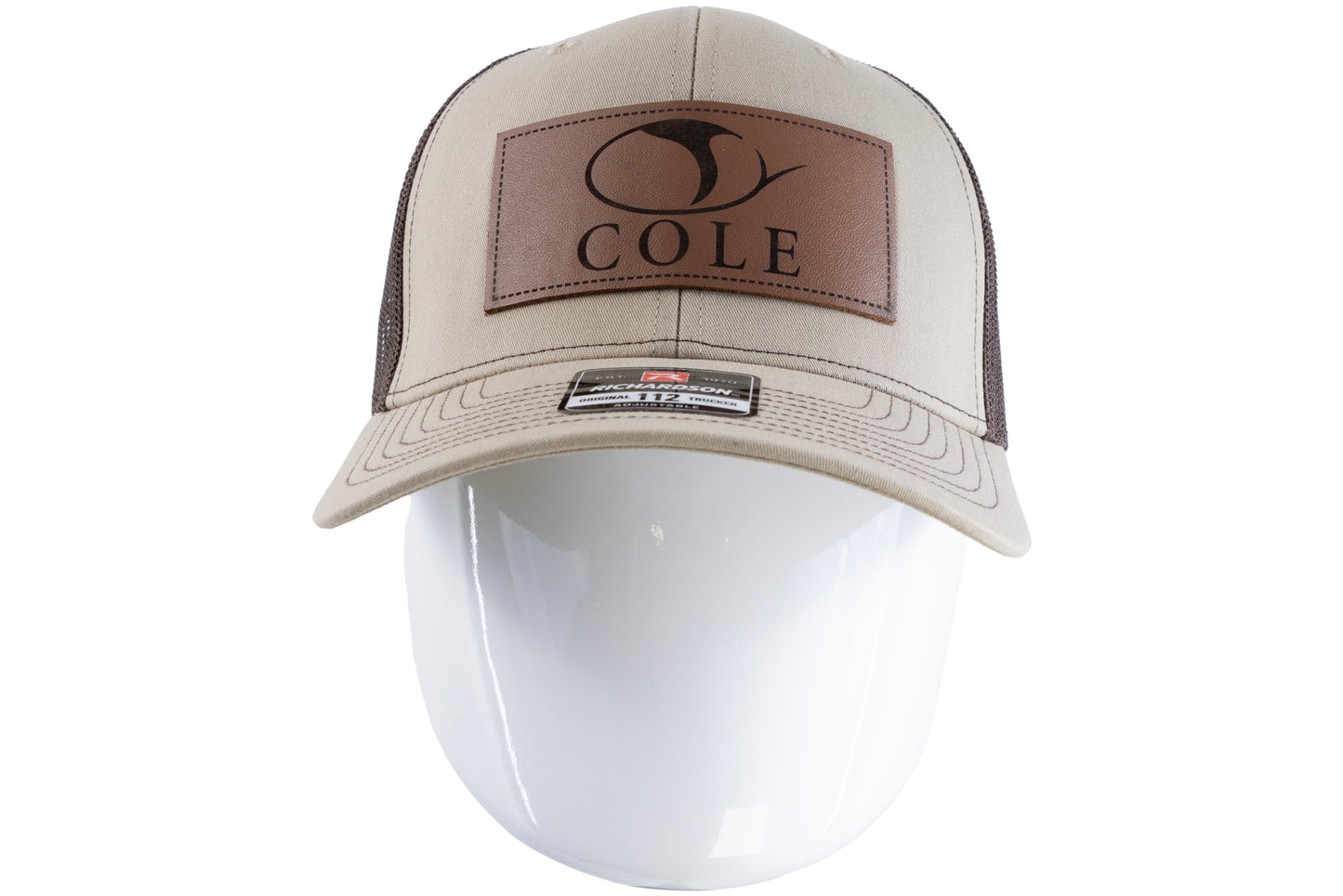 COLE HATS | 112 TRUCKER SNAPBACK-LEATHER PATCH - KHAKI/COFFEE/CARAMEL